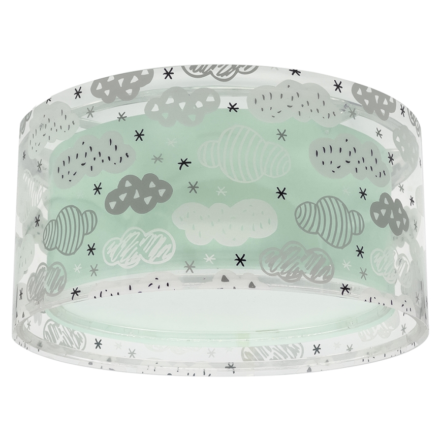 Dalber 41416H - Children's ceiling light CLOUDS 2xE27/60W/230V green