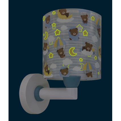 Dalber 41579T - BABY TEDDY Kids' Wall Lamp 1xE27/15W/230V, Blue