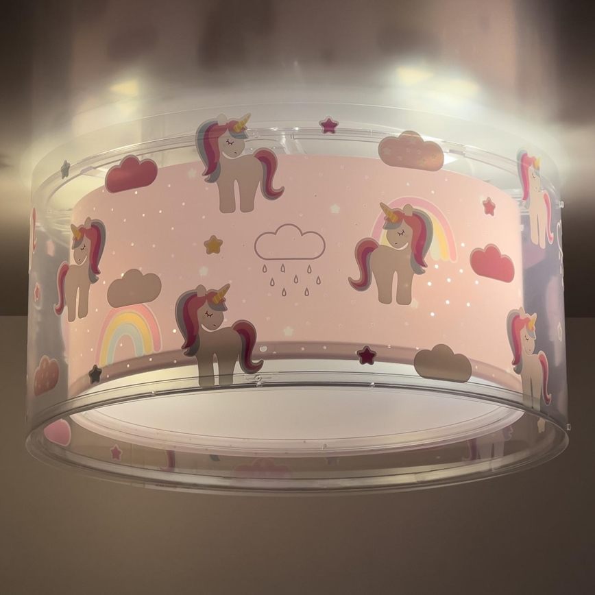 Dalber 41596 - Children's ceiling light UNICORNS 2xE27/60W/230V