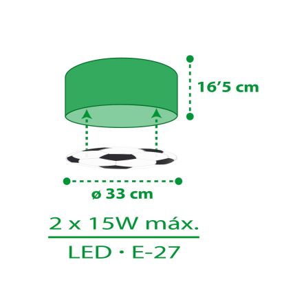 Dalber 41736 - Children's ceiling light FOOTBALL 2xE27/15W/230V