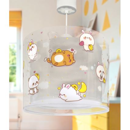 Dalber 41762E - Children's ceiling light KAWAII FRIENDS 1xE27/15W/230V gray