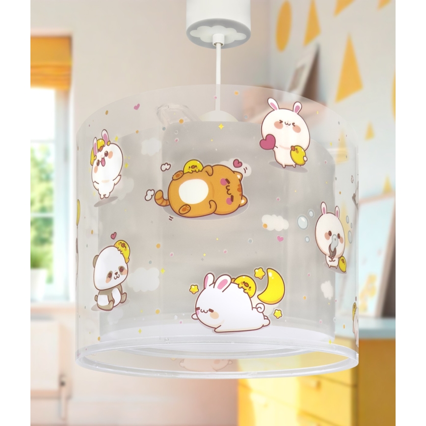 Dalber 41762E - Children's ceiling light KAWAII FRIENDS 1xE27/15W/230V gray
