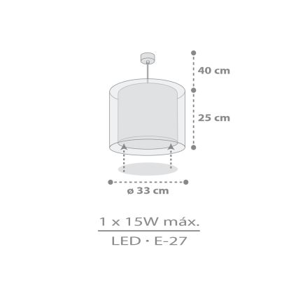 Dalber 41762E - Children's ceiling light KAWAII FRIENDS 1xE27/15W/230V gray