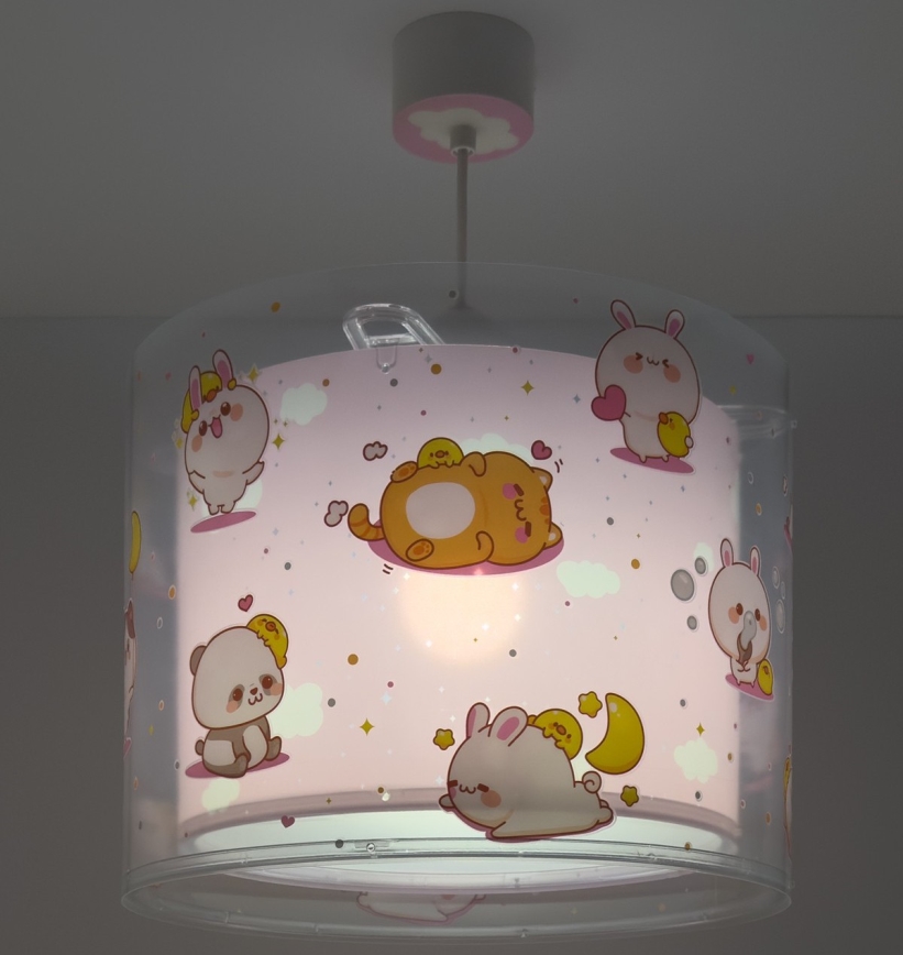 Dalber 41762S - KAWAII FRIENDS Kids' ceiling light 1xE27/15W/230V Pink