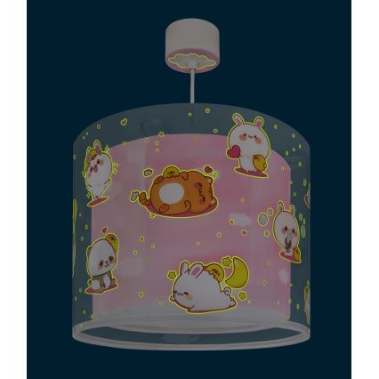 Dalber 41762S - KAWAII FRIENDS Kids' ceiling light 1xE27/15W/230V Pink