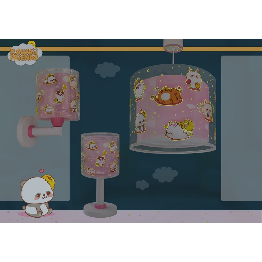Dalber 41762S - KAWAII FRIENDS Kids' ceiling light 1xE27/15W/230V Pink