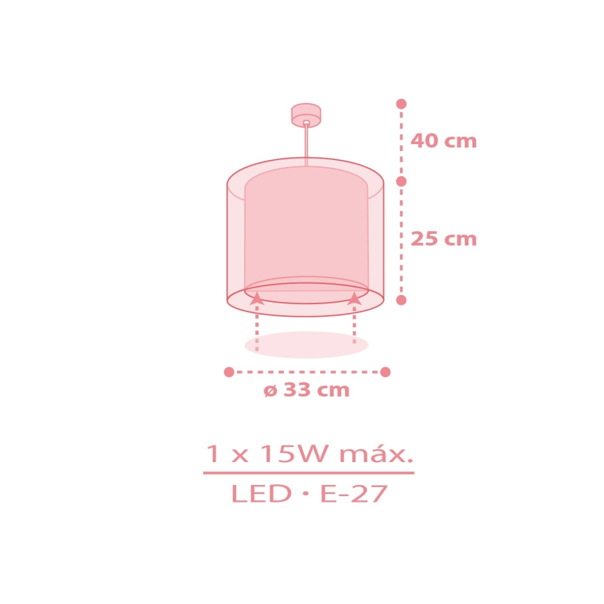 Dalber 41762S - KAWAII FRIENDS Kids' ceiling light 1xE27/15W/230V Pink