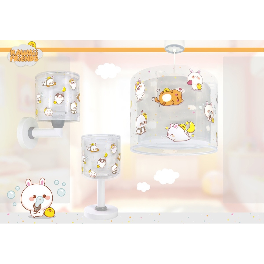 Dalber 41769E - KAWAII FRIENDS Kids' Wall Lamp 1xE27/15W/230V Grey