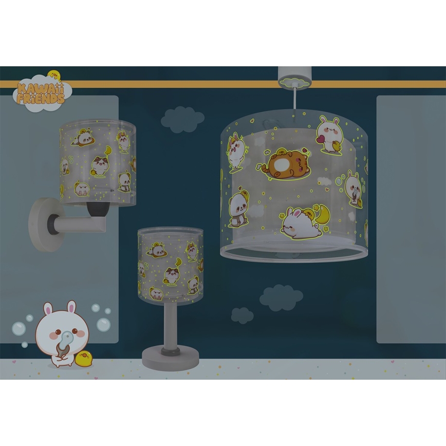 Dalber 41769E - KAWAII FRIENDS Kids' Wall Lamp 1xE27/15W/230V Grey