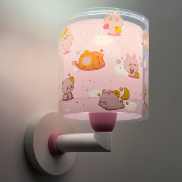 Dalber 41769S - KAWAII FRIENDS Children's Wall Lamp 1xE27/15W/230V Pink