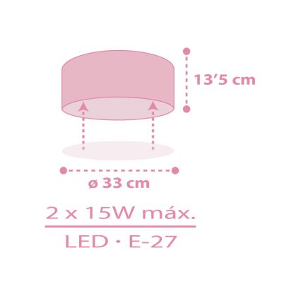Dalber 42006S - Children's ceiling light COLOR LIGHT 2xE27/15W/230V pink