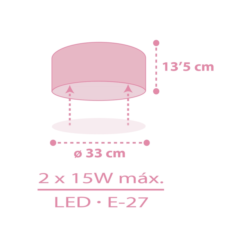 Dalber 42006S - Children's ceiling light COLOR LIGHT 2xE27/15W/230V pink
