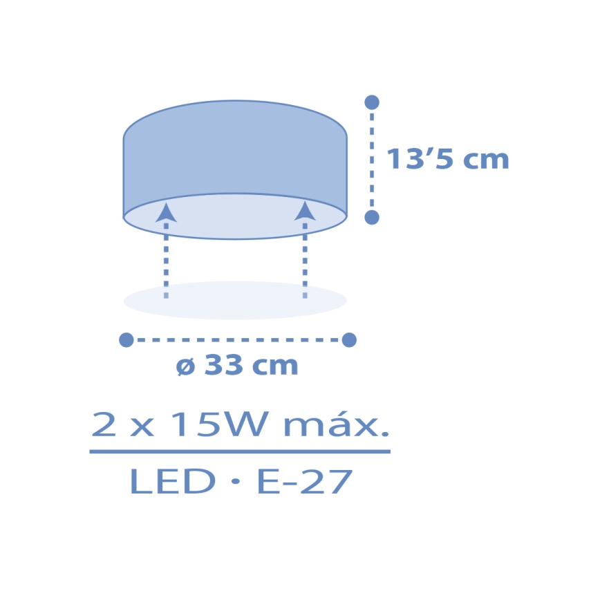 Dalber 42006T - Children's ceiling light COLOR LIGHT 2xE27/15W/230V blue