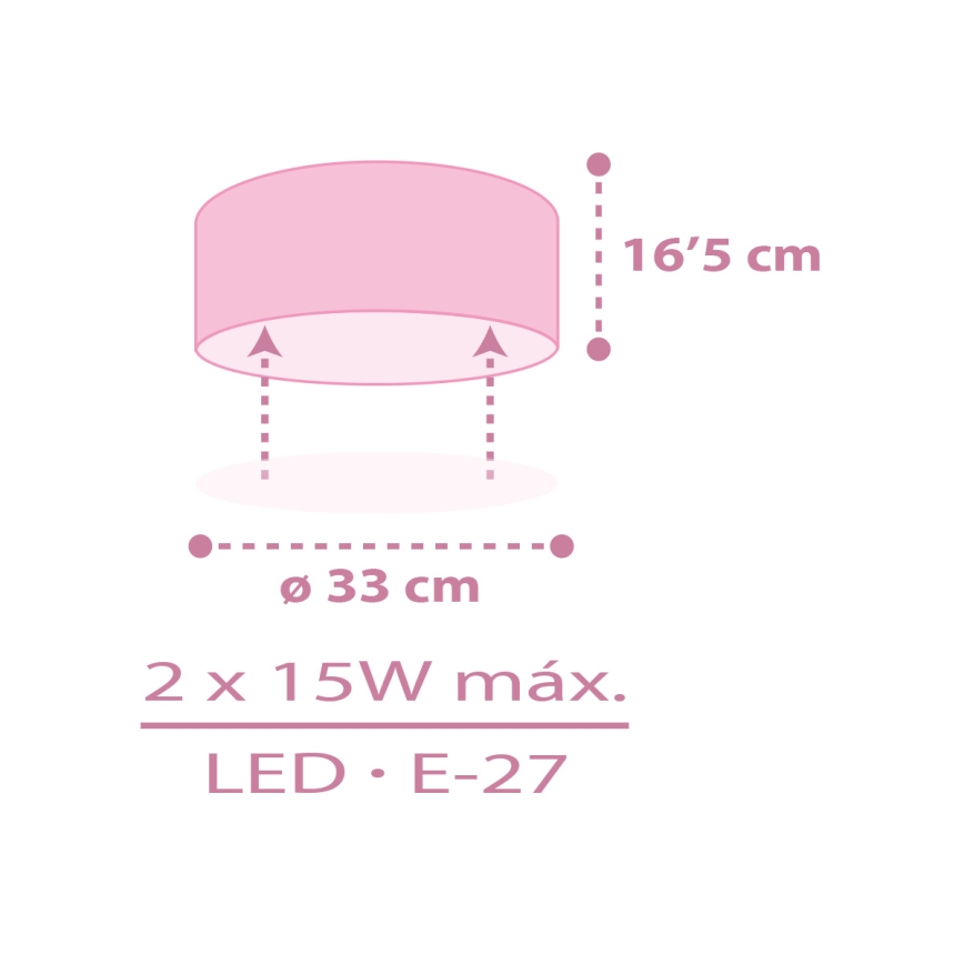 Dalber 42496 - Children's ceiling light FAIRY DREAMS 2xE27/15W/230V
