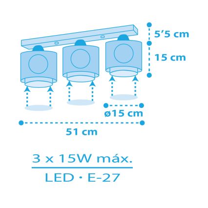 Dalber 60653 - Children's ceiling light PIRATE ISLAND 3xE27/15W/230V