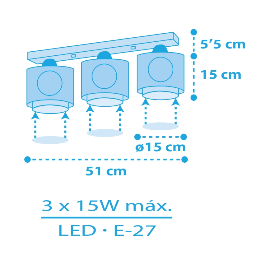 Dalber 60653 - Children's ceiling light PIRATE ISLAND 3xE27/15W/230V