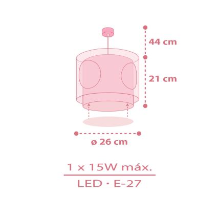 Dalber 60912 - Children's ceiling light PRINCESS DANCE 1xE27/15W/230V pink