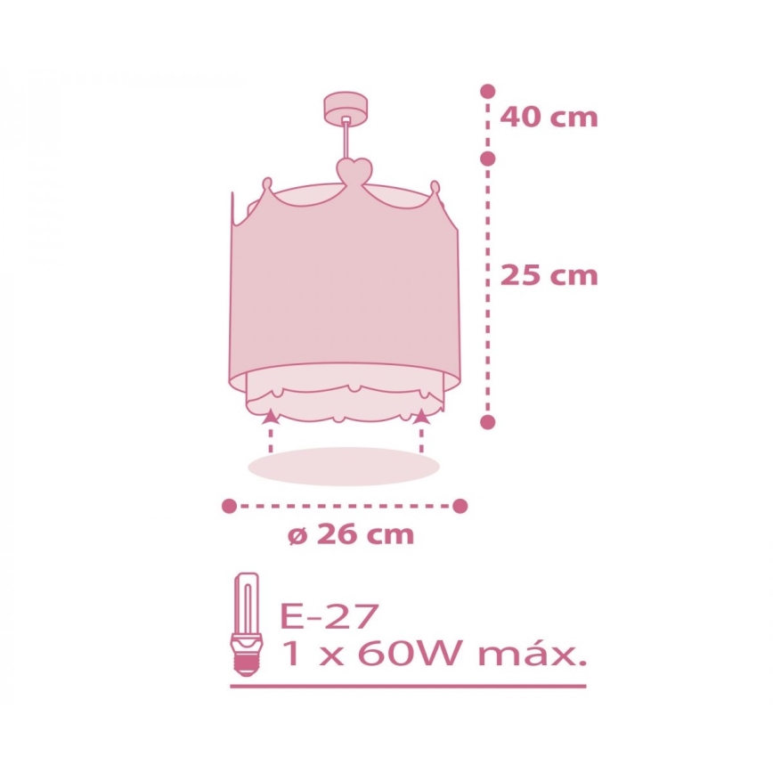 Dalber 61102 - Children's chandelier LITTLE QUEEN 1xE27/60W/230V
