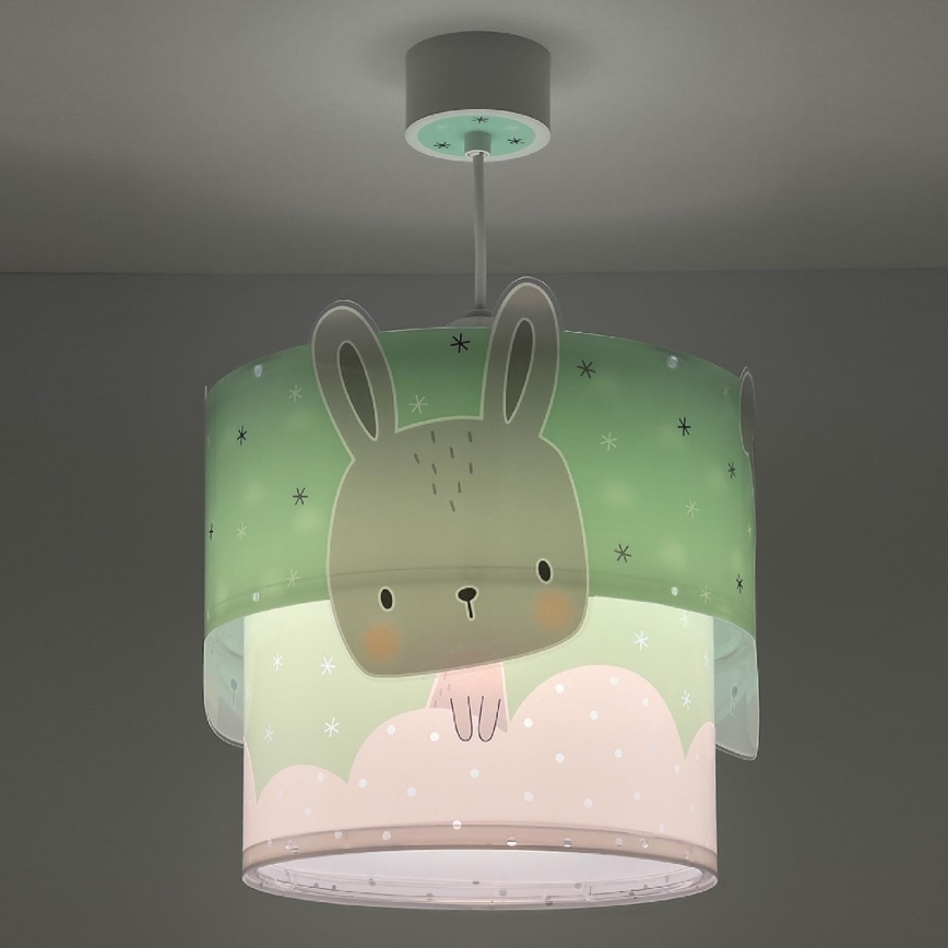 Dalber 61152H - Children's chandelier BUNNY 1xE27/60W/230V green