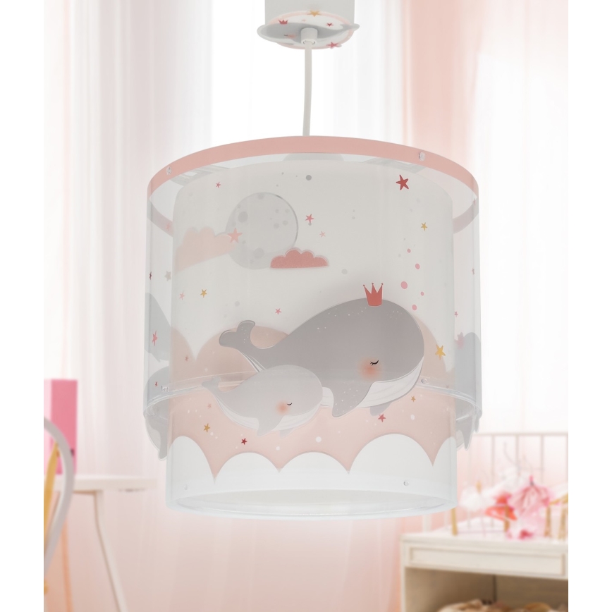 Dalber 61172S - Children's chandelier WHALE DREAMS 1xE27/15W/230V pink