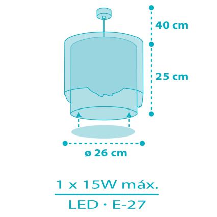 Dalber 61172T - Children's chandelier WHALE DREAMS 1xE27/15W/230V blue