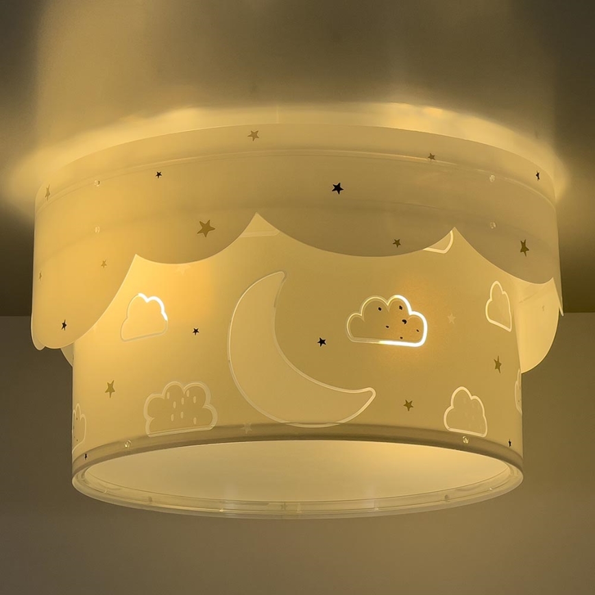 Dalber 61236E - Children's ceiling light MOON 2xE27/60W/230V grey