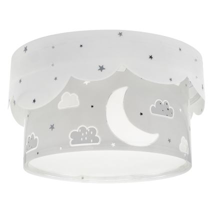 Dalber 61236E - Children's ceiling light MOON 2xE27/60W/230V grey