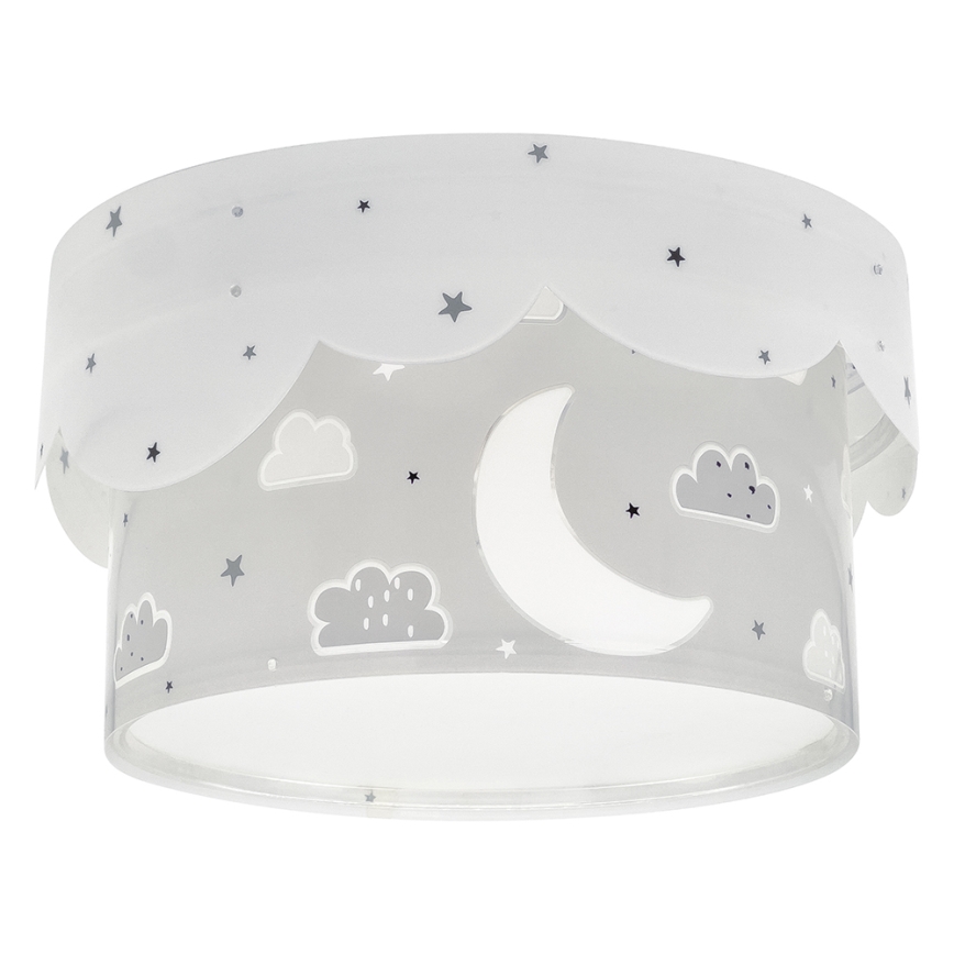 Dalber 61236E - Children's ceiling light MOON 2xE27/60W/230V grey