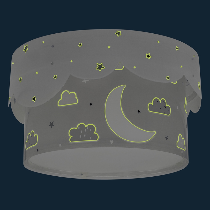 Dalber 61236E - Children's ceiling light MOON 2xE27/60W/230V grey
