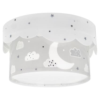 Dalber 61236E - Children's ceiling light MOON 2xE27/60W/230V grey