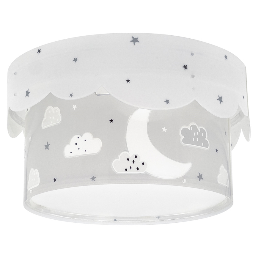 Dalber 61236E - Children's ceiling light MOON 2xE27/60W/230V grey