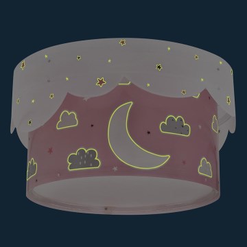 Dalber 61236S - Children's ceiling light MOON 2xE27/60W/230V pink