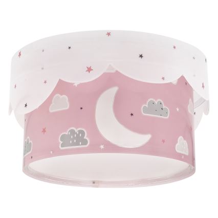 Dalber 61236S - Children's ceiling light MOON 2xE27/60W/230V pink