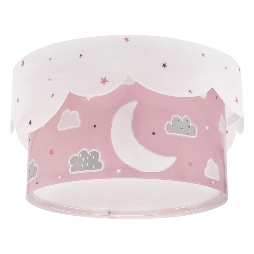 Dalber 61236S - Children's ceiling light MOON 2xE27/60W/230V pink
