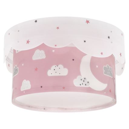 Dalber 61236S - Children's ceiling light MOON 2xE27/60W/230V pink