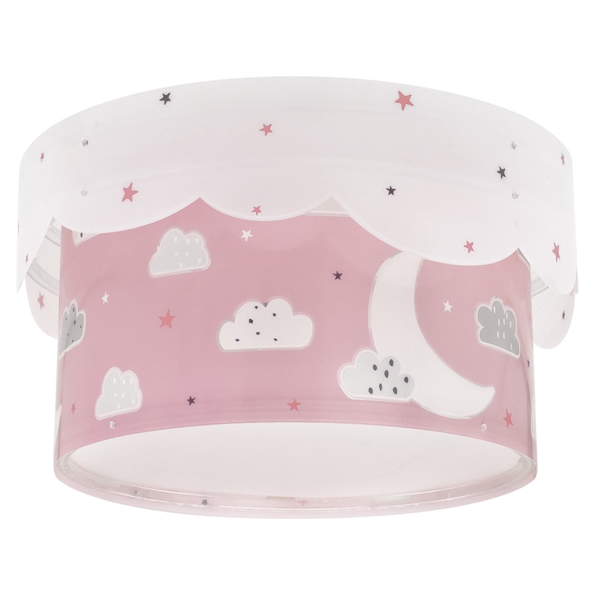 Dalber 61236S - Children's ceiling light MOON 2xE27/60W/230V pink
