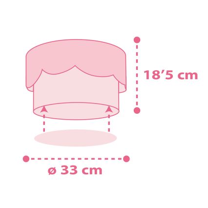 Dalber 61236S - Children's ceiling light MOON 2xE27/60W/230V pink