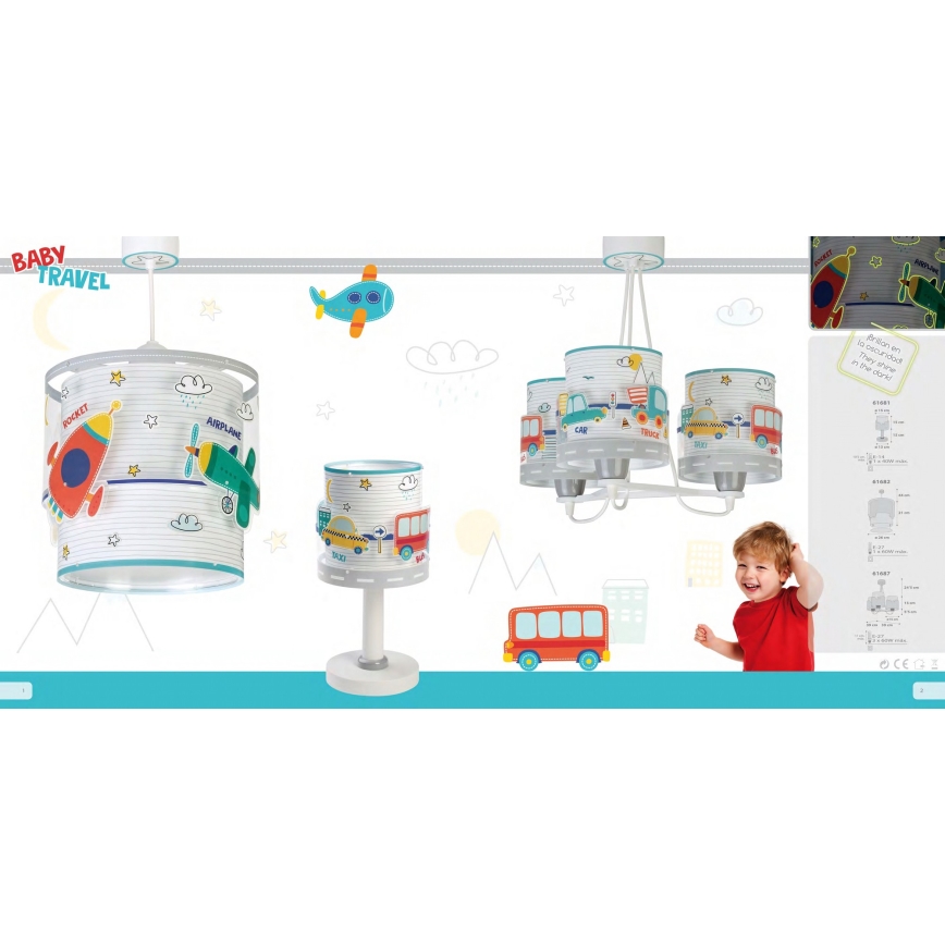Dalber 61682 - Children's chandelier BABY TRAVEL 1xE27/60W/230V