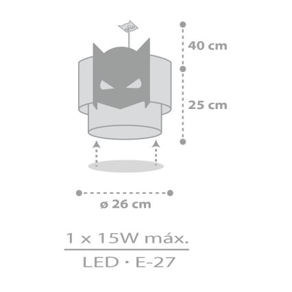 Dalber 61802 - Children's chandelier DARK HERO 1xE27/15W/230V