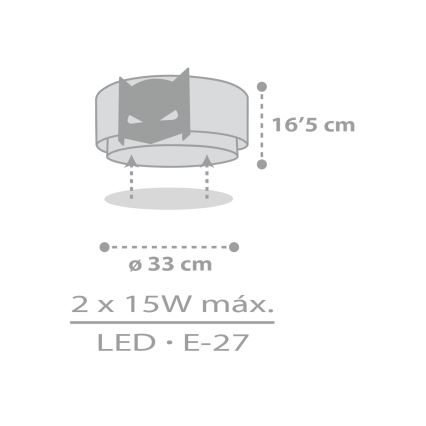 Dalber 61806 - Children's ceiling light DARK HERO 2xE27/15W/230V