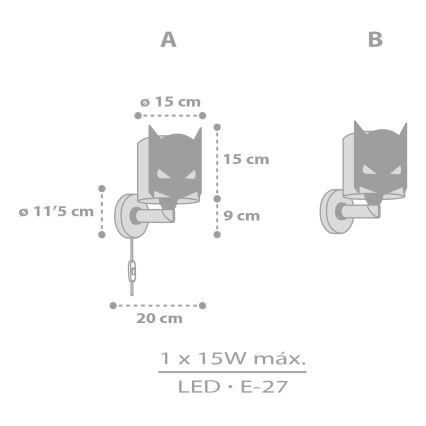 Dalber 61809 - Children's wall light DARK HERO 1xE27/15W/230V