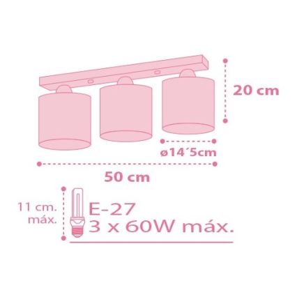Dalber 62003S - Children ceiling light COLORS 3xE27/60W/230V