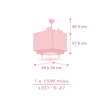 Dalber 63112S - Children's chandelier JUNGLE 1xE27/15W/230V pink