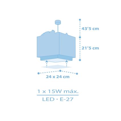Dalber 63112T - Children's chandelier JUNGLE 1xE27/15W/230V blue
