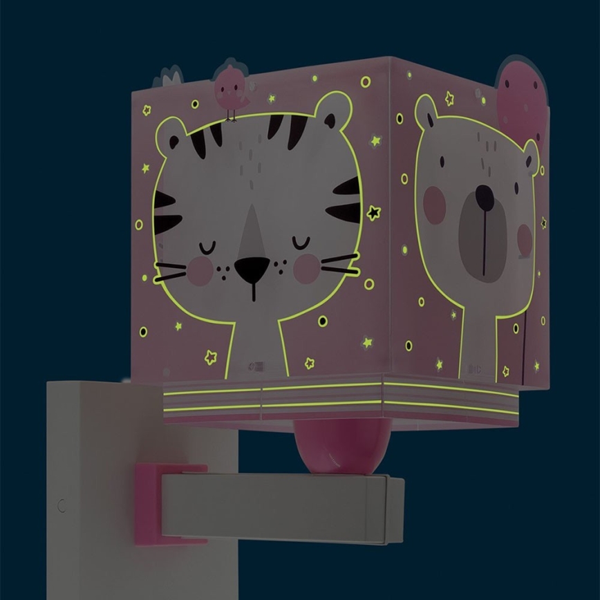 Dalber 63119S - Children's wall light JUNGLE 1xE27/15W/230V pink
