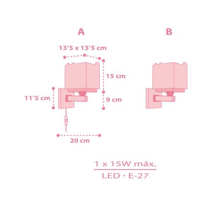 Dalber 63119S - Children's wall light JUNGLE 1xE27/15W/230V pink