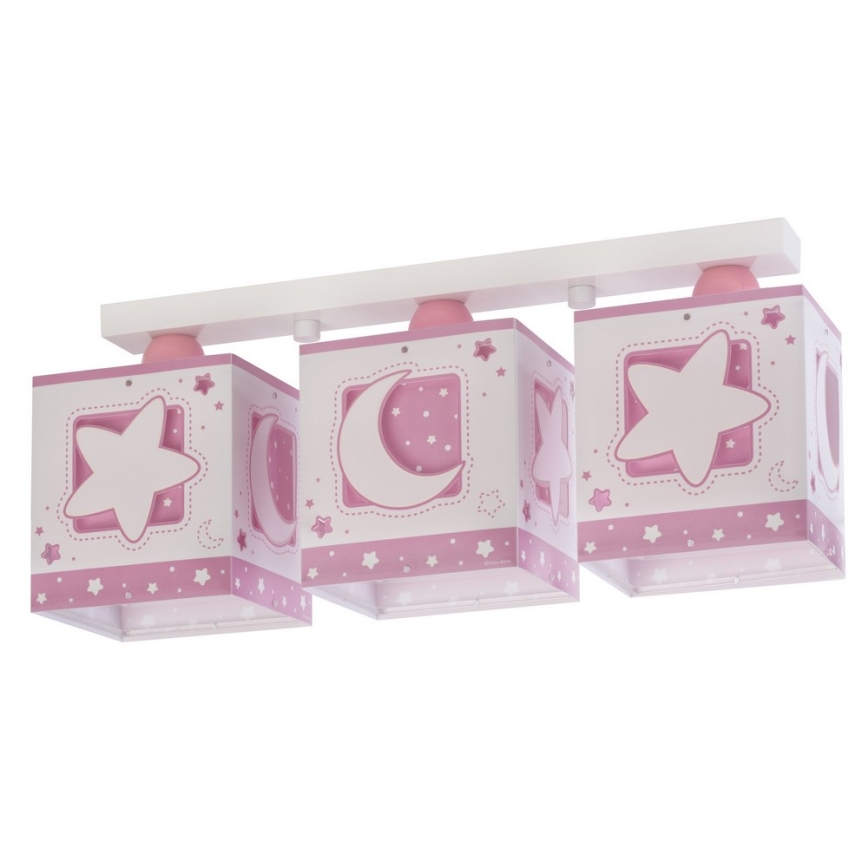 Dalber 63233NS - Children's ceiling light MOON LIGHT 3xE27/60W/230V pink