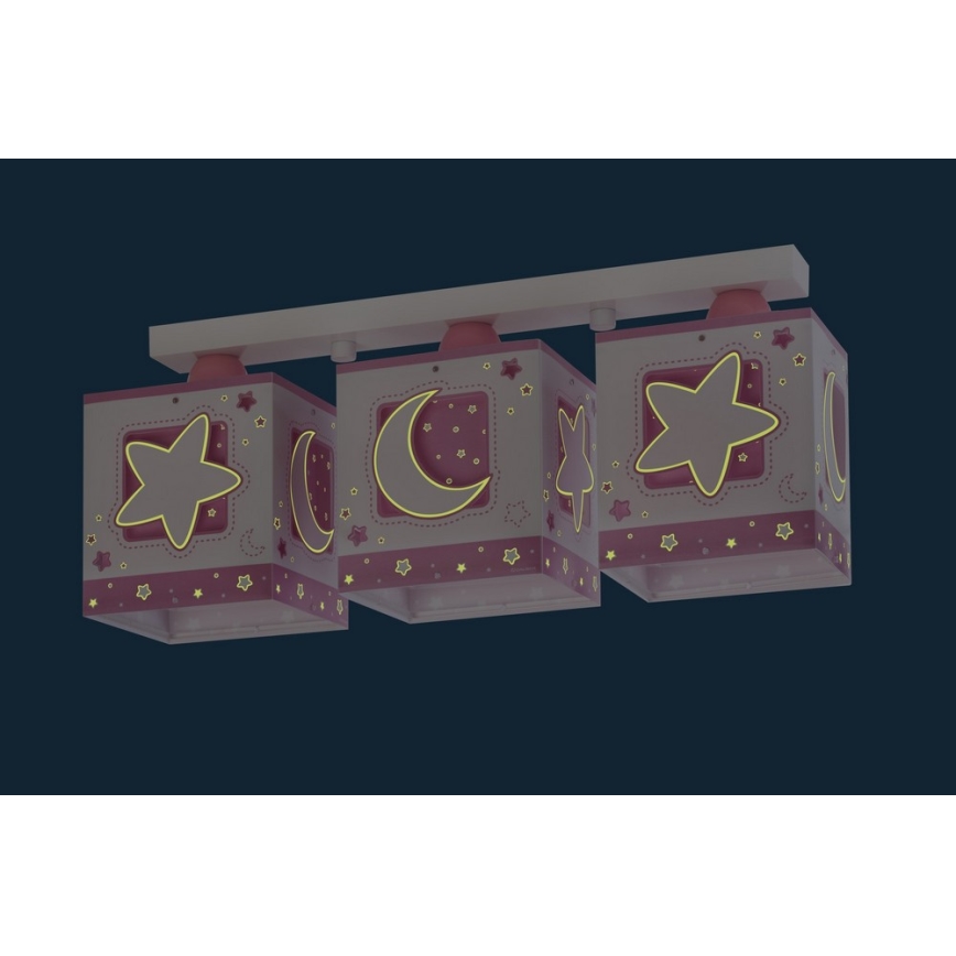 Dalber 63233NS - Children's ceiling light MOON LIGHT 3xE27/60W/230V pink