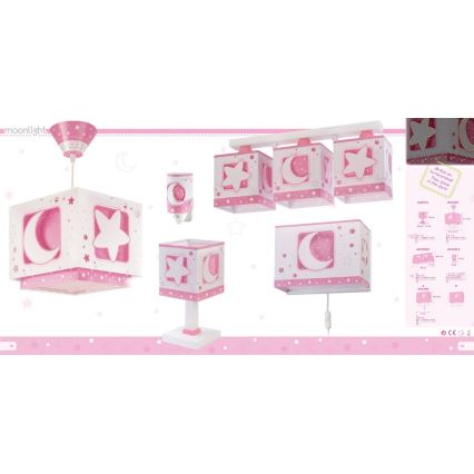 Dalber 63233NS - Children's ceiling light MOON LIGHT 3xE27/60W/230V pink