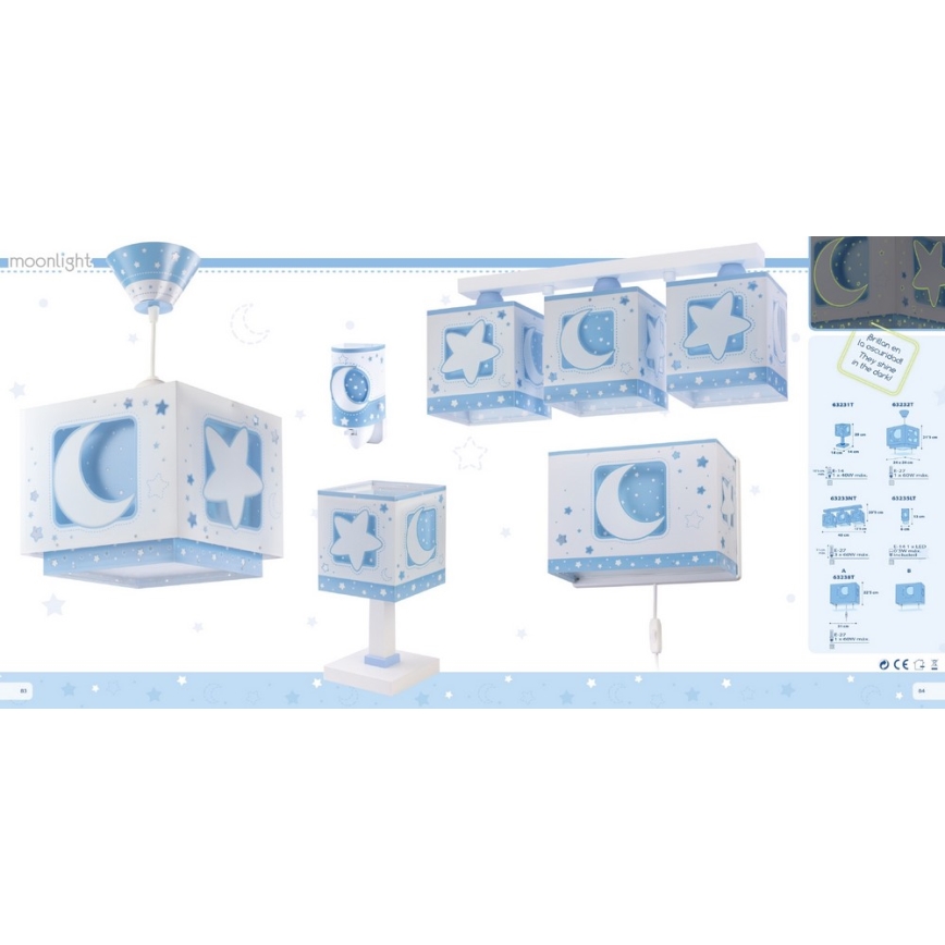 Dalber 63233NT - Children ceiling light MOONLIGHT 3xE27/60W/230V